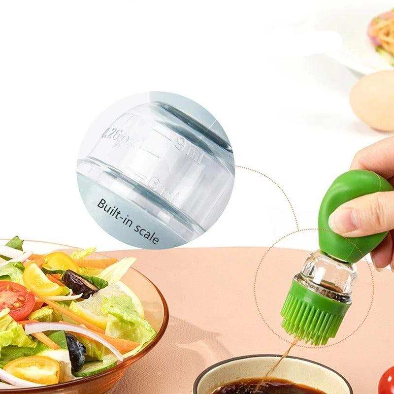 Siliconen Ölflasche mit Bürstenkopf – 180ml, Präzise Dosierung für Küche & BBQ