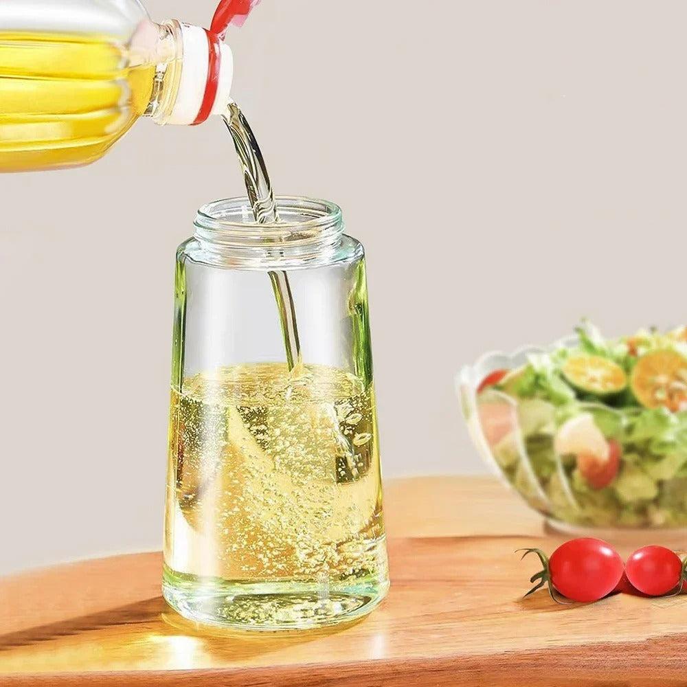 2-in-1 Ölspender und Sprühflasche aus Glas – Nachfüllbarer Olivenölspender für Küche, BBQ, und Salate – 470 ml