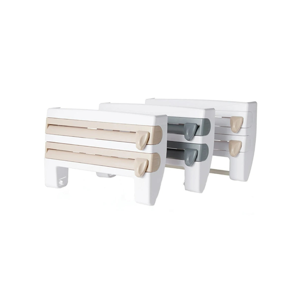 3-in-1 Aluminiumfolie und Film Dispenser – Multifunktionale Küchen Aufbewahrung, ABS Material, Mit Haken und Messer, 39x10x24 cm