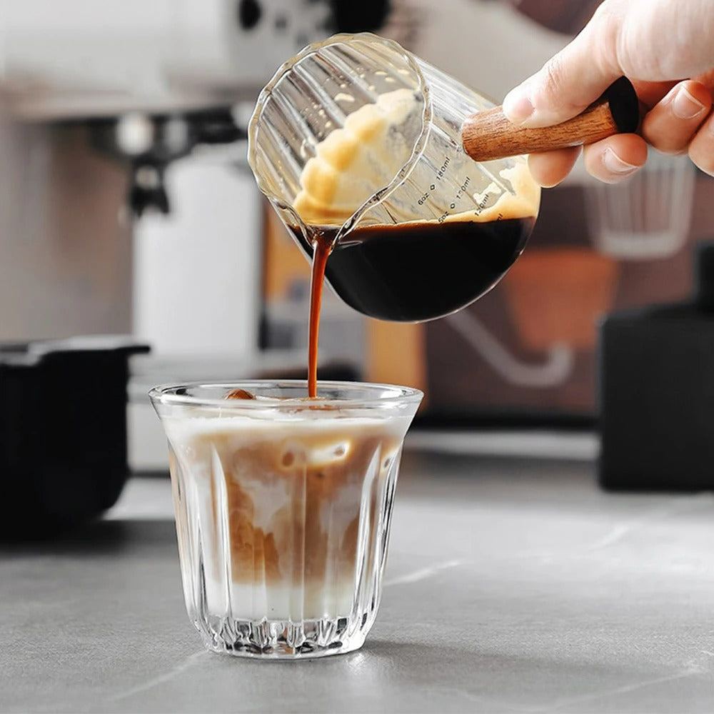 Espressokopje mit Holzgriff, 180ml, Melkschuimbeker, Latte Art Mok, Koffieaccessoires