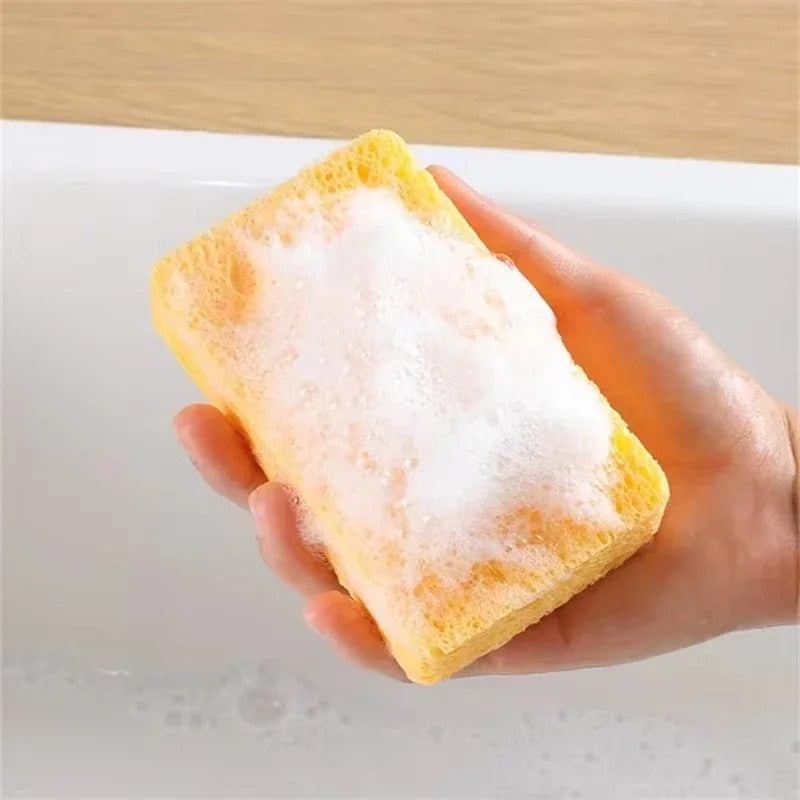 2er-Set Holzpulp-Schwämme – Doppelseitige Schrubbschwämme für die Küche, Multifunktional, 11 x 7 x 2 cm