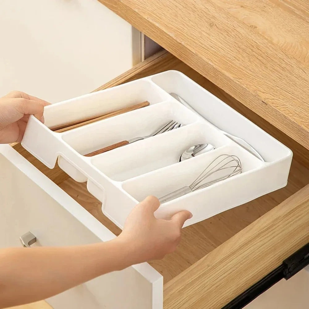 Besteck Organizer mit 4/5 Fächern – Praktische Lade Divider für Besteck und Küchenutensilien, Leicht zu Reinigen