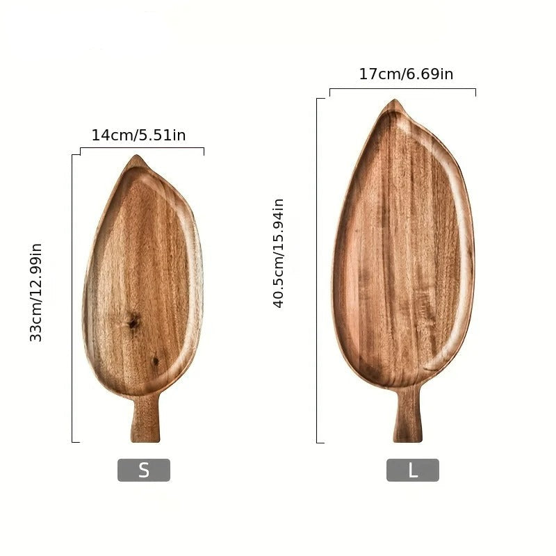 Japanisches Holz Snack- und Servierbrett in Blattform – Ideal für Sushi, Dessert und Afternoon Tea, ästhetisches Design