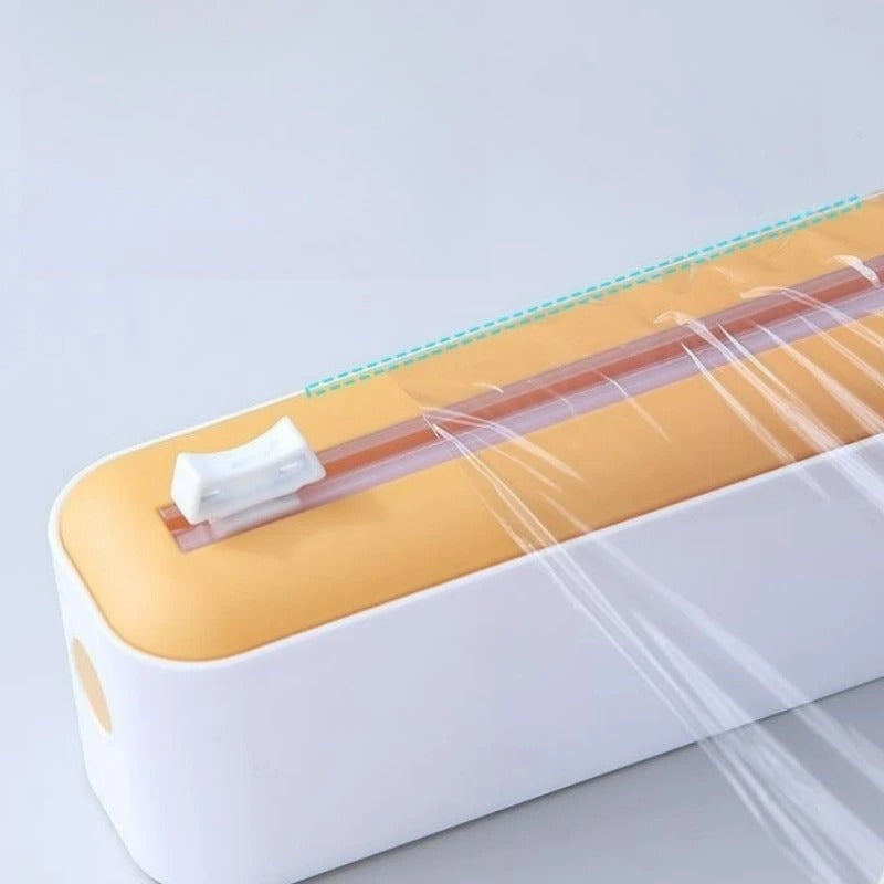 Frischhaltefolienspender mit Cutter – Küchenaufbewahrung für Aluminiumfolie & Plastikfolie, Saugfuß, Zwei-Wege-Schneideblatt, 36 cm