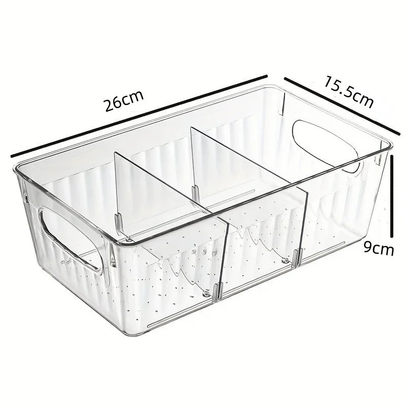 Aufbewahrungsbox für Kühlschrank mit Herausnehmbaren Trennwänden, Durchsichtige Lebensmittel-Organizer Box für Küche und Gefrierschrank, BPA-frei