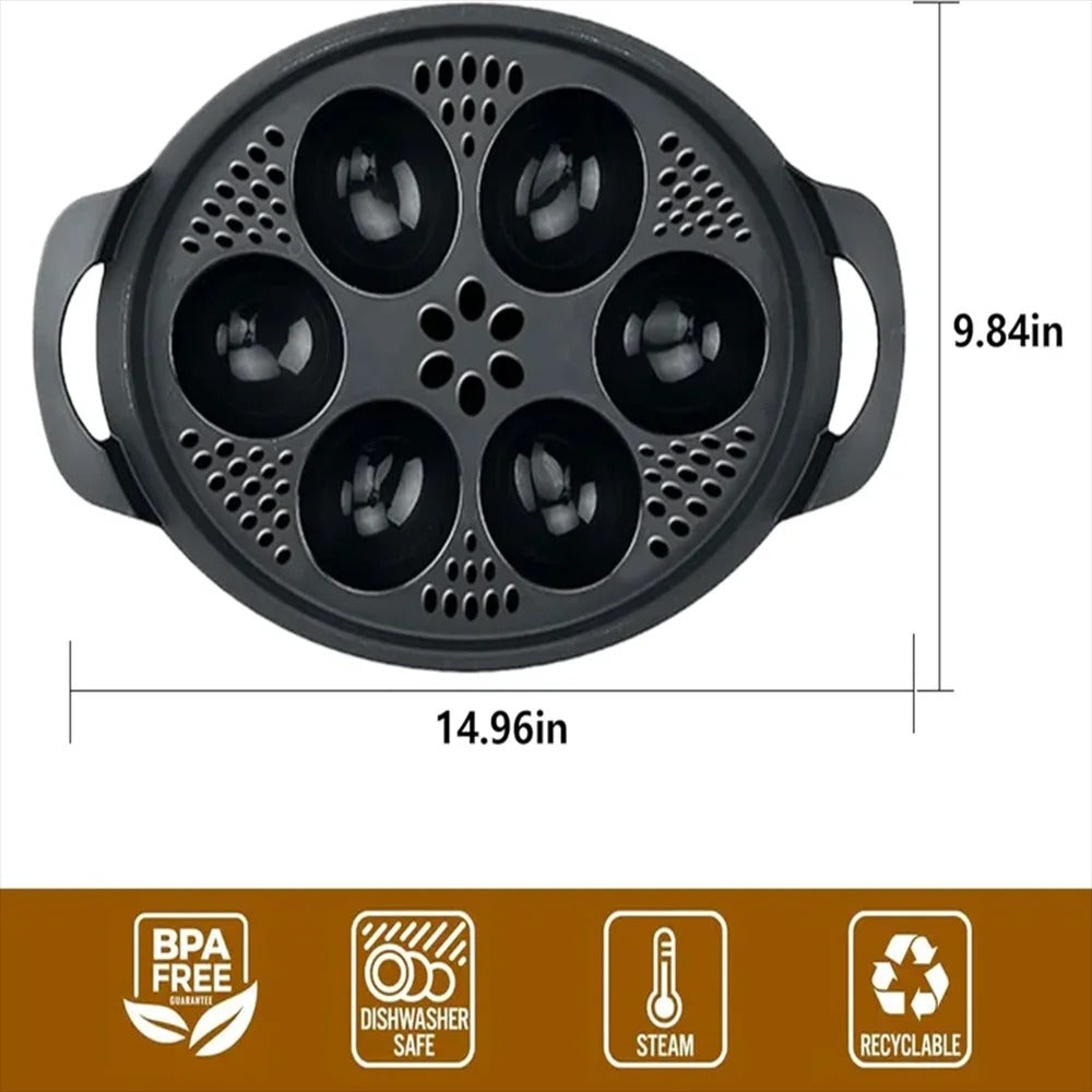 Eierkocher 6-in-1 Silikonform für Gepochete Eier, Küchenutensil für Einfaches Kochen