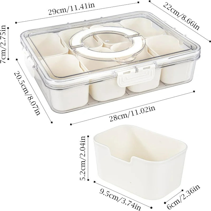 8-Fächer Aufbewahrungsbox für Lebensmittel, Tragbares Küchen-Dienblad für Kräuter, Snacks und Obst