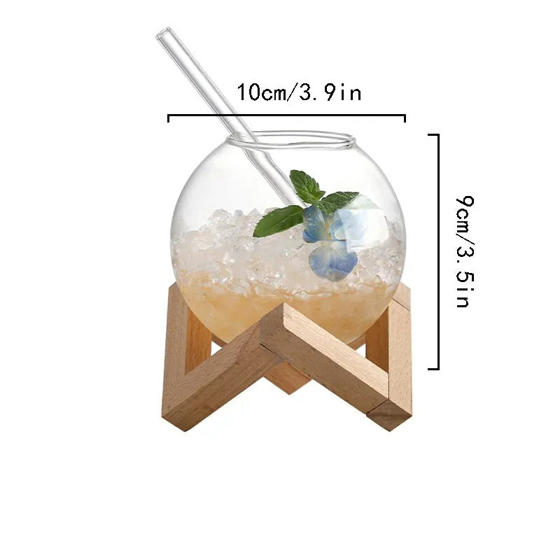 Glas Trinkbecher mit Strohhalm, 400ml, Hitzebeständig, Saftbecher, Nordic Style