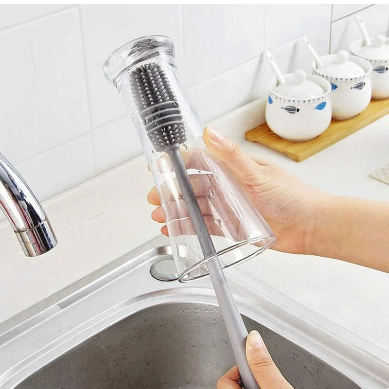Langer Silikon-Flaschenbürstenreiniger – Milchflaschenbürste für Gläser, Babyflaschen, Küchenutensilien, 27 cm