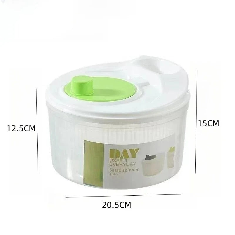 Gemüse Dehydrator Salatschleuder 3L, Manuelle Spindel, Abtropfkorb für Obst und Gemüse, Multifunktional, BPA-frei