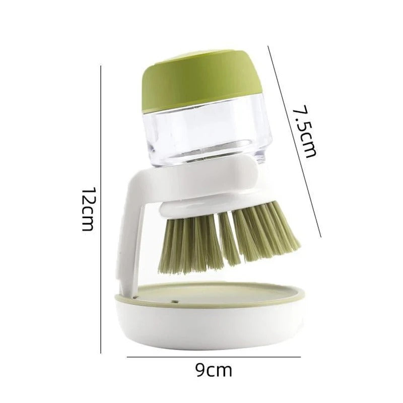 Zeepdispenser Afwasborstel met Opbergstandaard – Multifunctionele Scrubborstel voor Keuken, Palmgrip, Vervangbare Borstelkop, Duurzaam en Handig