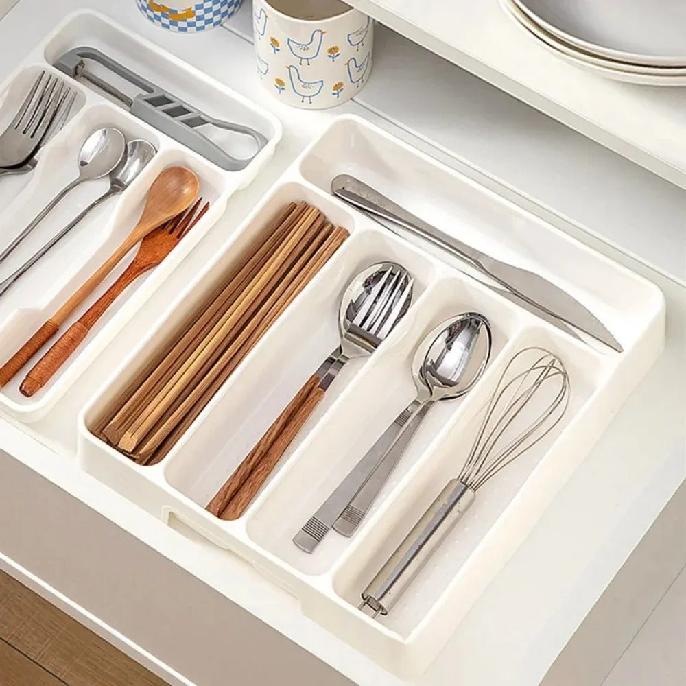 Besteck Organizer mit 4/5 Fächern – Praktische Lade Divider für Besteck und Küchenutensilien, Leicht zu Reinigen