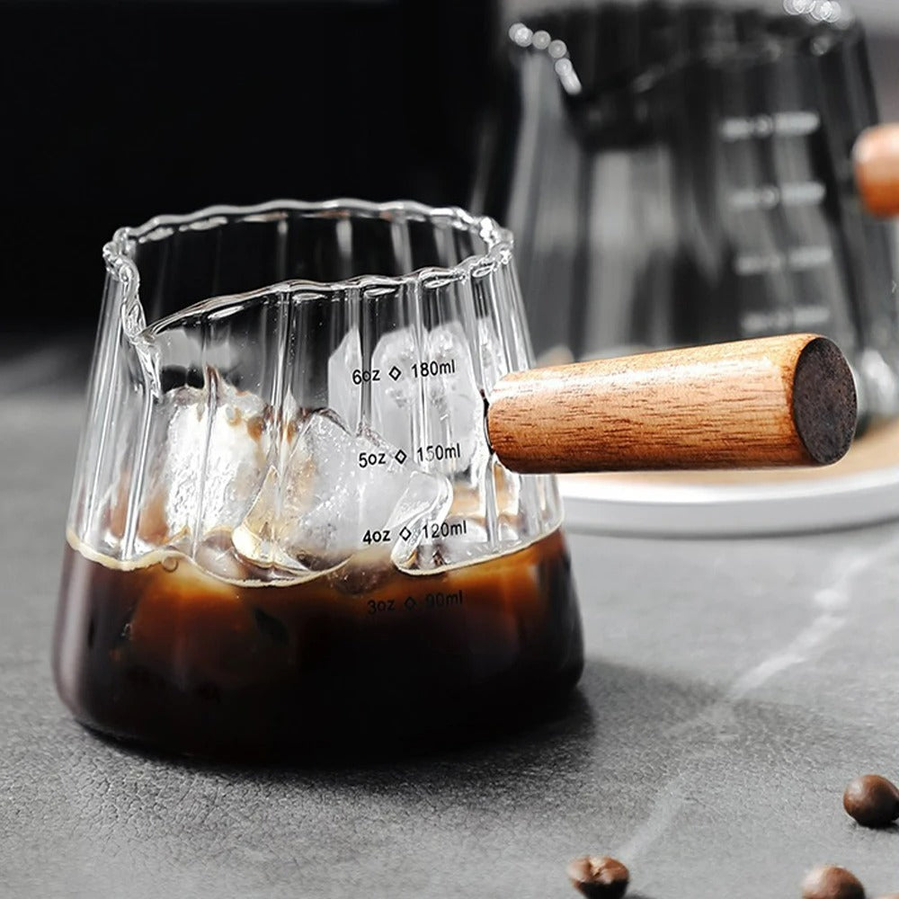 Espressokopje mit Holzgriff, 180ml, Melkschuimbeker, Latte Art Mok, Koffieaccessoires