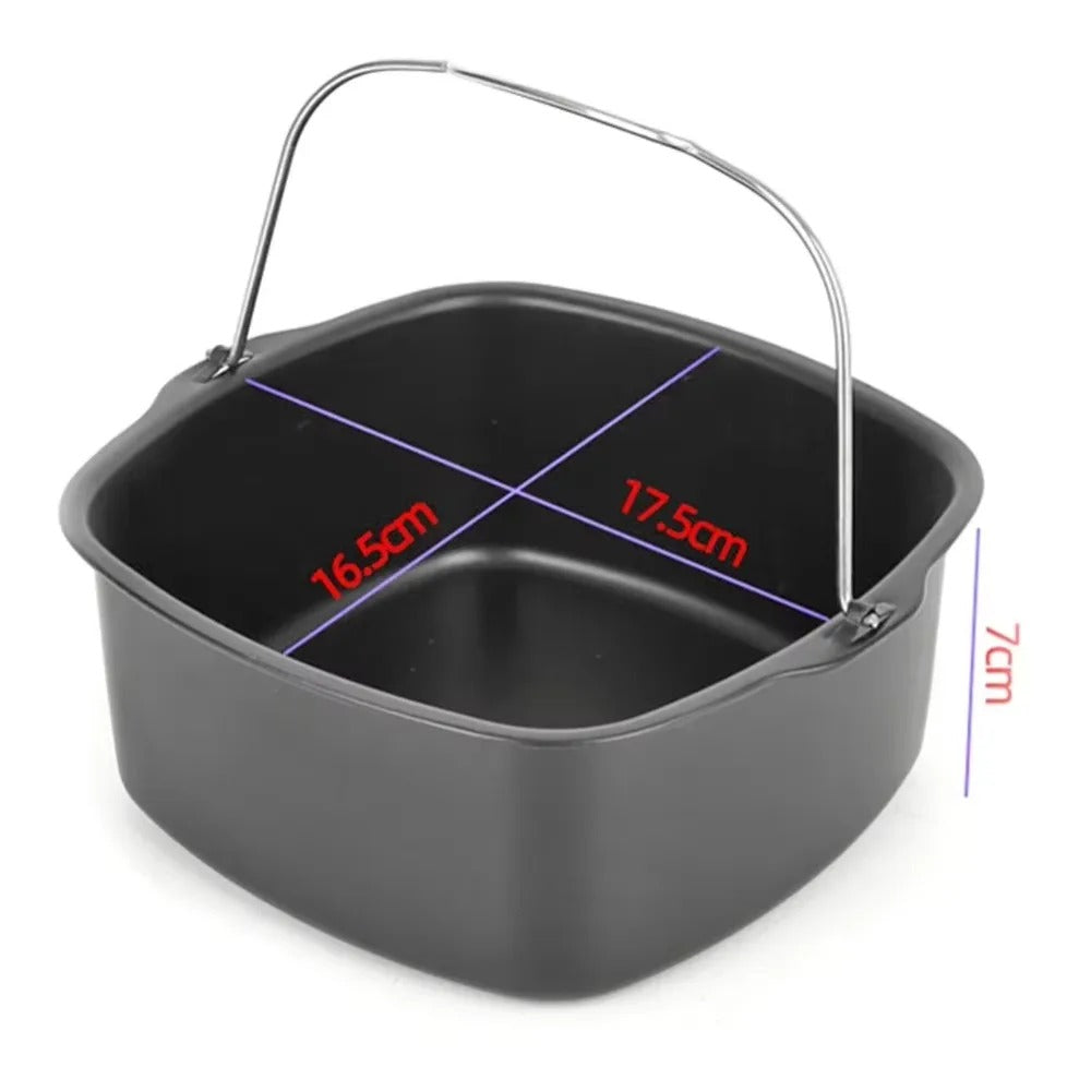Antihaft Backplatte für Airfryer, Kuchenbackform aus Kohlenstoffstahl, passend für Heißluftfritteuse und Ofen, ideal für Kuchen und Backen