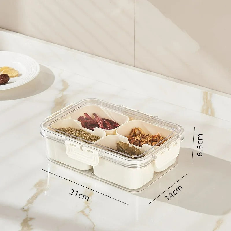 8-Fächer Aufbewahrungsbox für Lebensmittel, Tragbares Küchen-Dienblad für Kräuter, Snacks und Obst