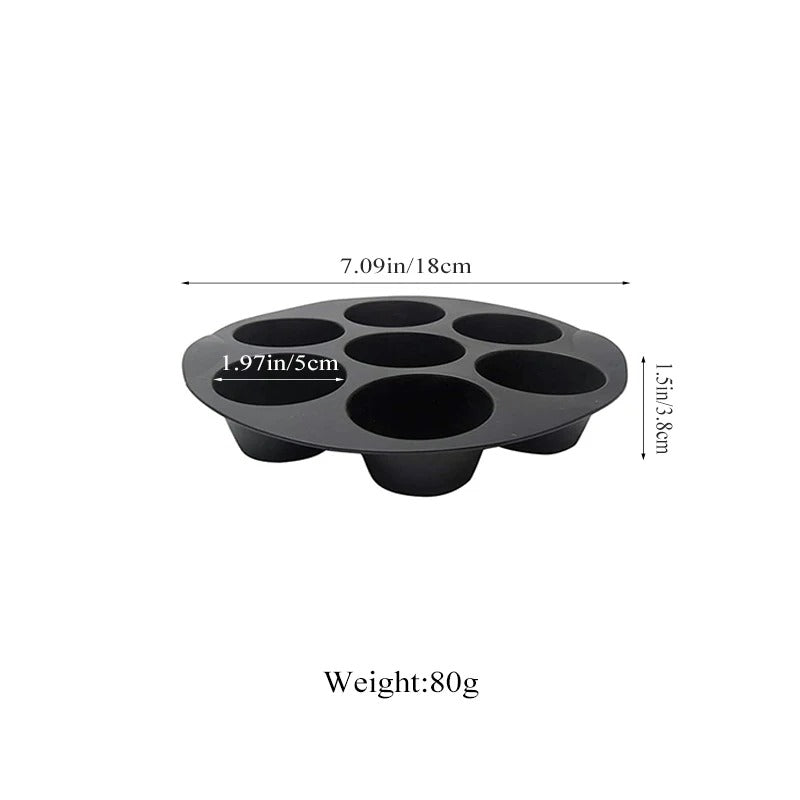 7-Tassen Muffin Silikonform, Antihaft Cupcake-Pfanne für Heißluftfritteuse, Mikrowelle, Küchenzubehör, 18cm-20cm