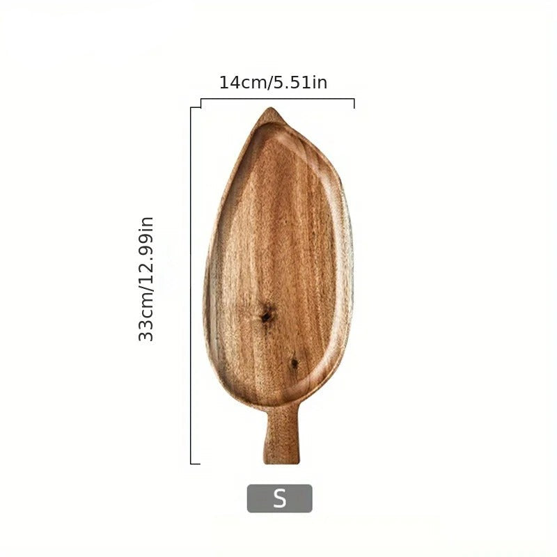 Japanisches Holz Snack- und Servierbrett in Blattform – Ideal für Sushi, Dessert und Afternoon Tea, ästhetisches Design