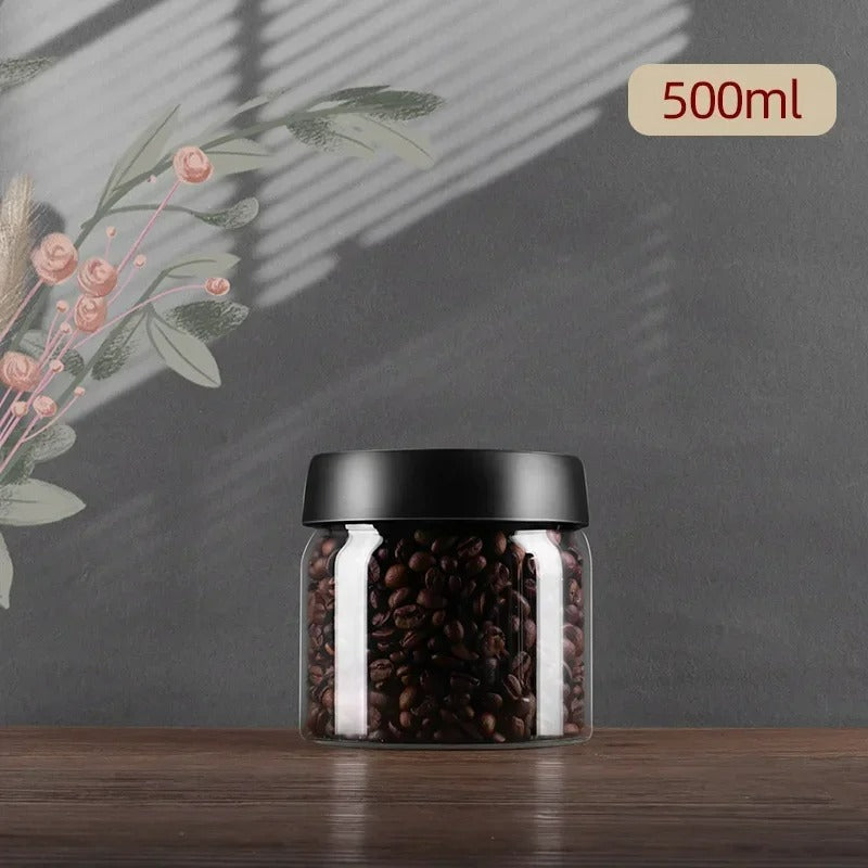 Vakuumierte Aufbewahrungsbox für Kaffee und Lebensmittel, luftdicht, 500ml bis 1800ml, aus Borosilikatglas, für Frische und Feuchtigkeitsschutz