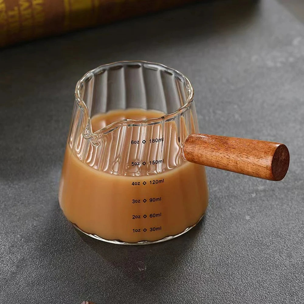 Espressokopje mit Holzgriff, 180ml, Melkschuimbeker, Latte Art Mok, Koffieaccessoires