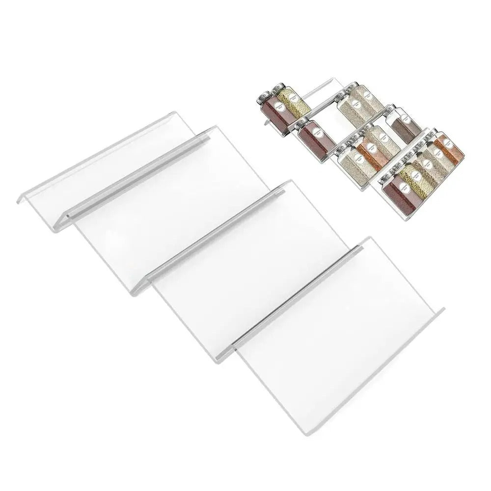 Acryl Gewürzschubladen-Organizer – 4-stufiges Gewürzregal für Küchen, Kräuter und Gewürzgläser, Verstellbares Design