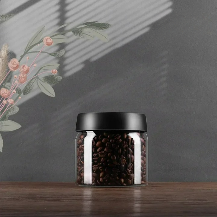 Vakuumierte Aufbewahrungsbox für Kaffee und Lebensmittel, luftdicht, 500ml bis 1800ml, aus Borosilikatglas, für Frische und Feuchtigkeitsschutz