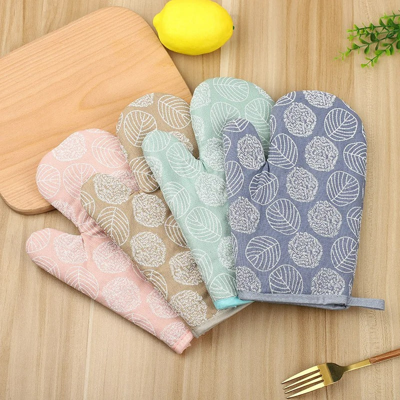 2 Stück Hitzebeständige Ofenhandschuhe Anti-Verbrühung, 13x26 cm, Bedruckt für Küche und Backofen