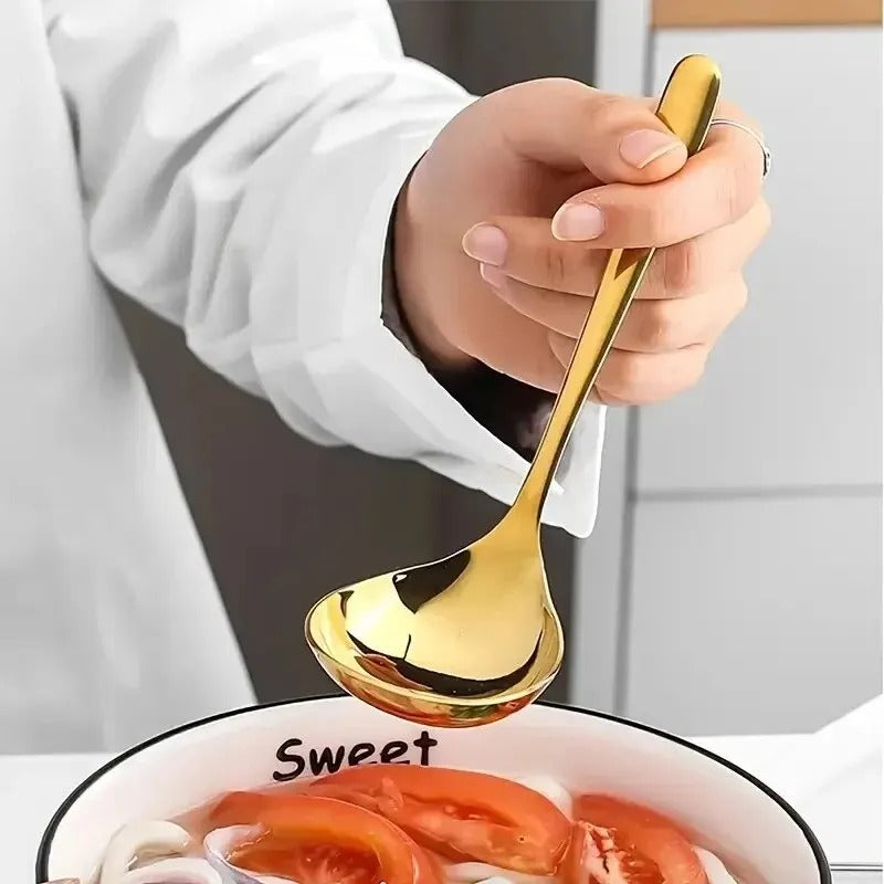 2 Stück Edelstahl Suppenlöffel, lange Stiele, kreative Hot Pot Löffel, Küchenutensilien für Zuhause