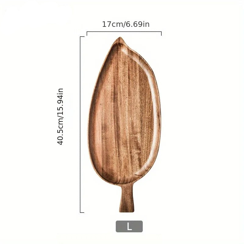 Japanisches Holz Snack- und Servierbrett in Blattform – Ideal für Sushi, Dessert und Afternoon Tea, ästhetisches Design