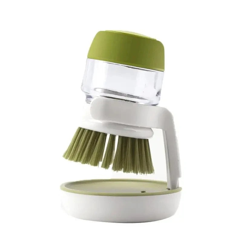 Zeepdispenser Afwasborstel met Opbergstandaard – Multifunctionele Scrubborstel voor Keuken, Palmgrip, Vervangbare Borstelkop, Duurzaam en Handig