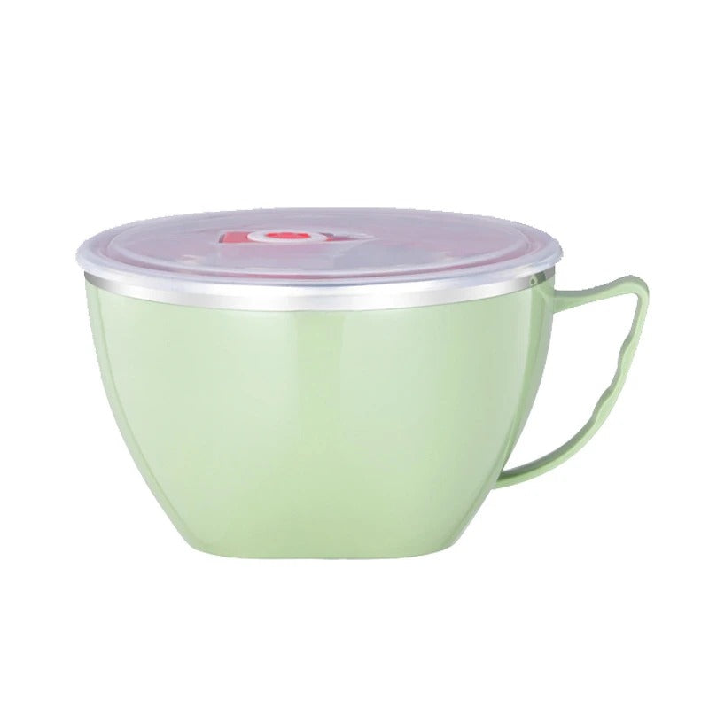 Edelstahl Nudel Schüssel mit Griff – Anti-Brenn Mischschüssel für Instant-Nudeln – Küchenaccessoire, Hygienisch & Langlebig