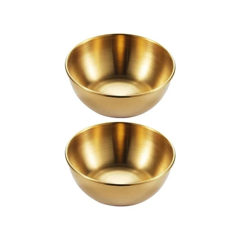 Set aus 2 Edelstahl Servierschalen für Saucen und Vorspeisen, Gold oder Silber, 8 cm