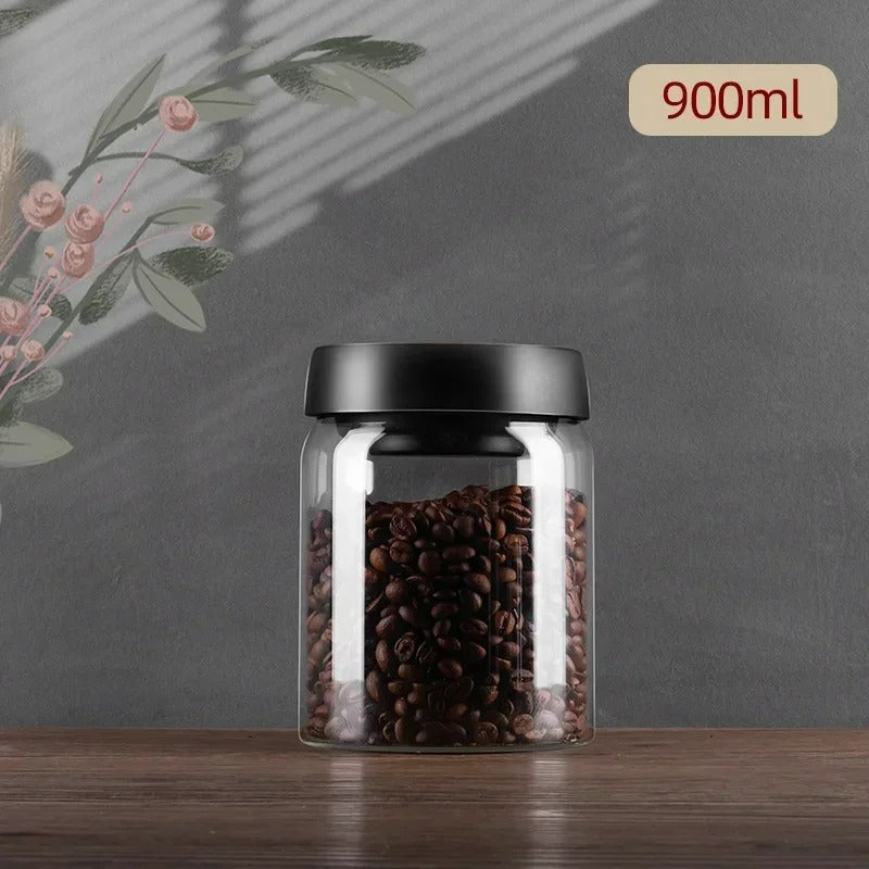 Vakuumierte Aufbewahrungsbox für Kaffee und Lebensmittel, luftdicht, 500ml bis 1800ml, aus Borosilikatglas, für Frische und Feuchtigkeitsschutz