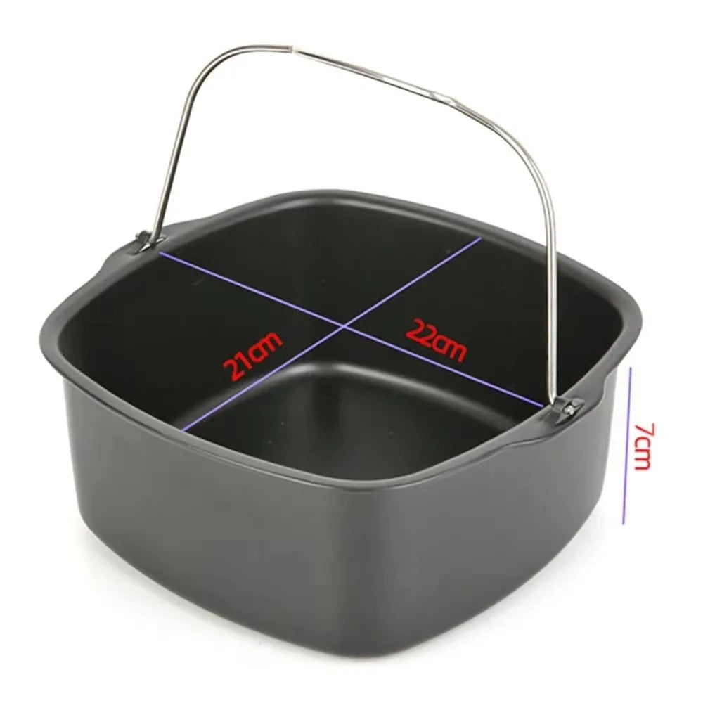 Antihaft Backplatte für Airfryer, Kuchenbackform aus Kohlenstoffstahl, passend für Heißluftfritteuse und Ofen, ideal für Kuchen und Backen