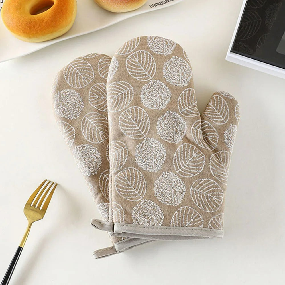 2 Stück Hitzebeständige Ofenhandschuhe Anti-Verbrühung, 13x26 cm, Bedruckt für Küche und Backofen