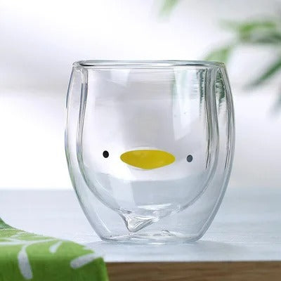 Doppellagige Glastasse mit Tiermotiven – Kreative 250 ml Kaffee- und Milchglas-Becher