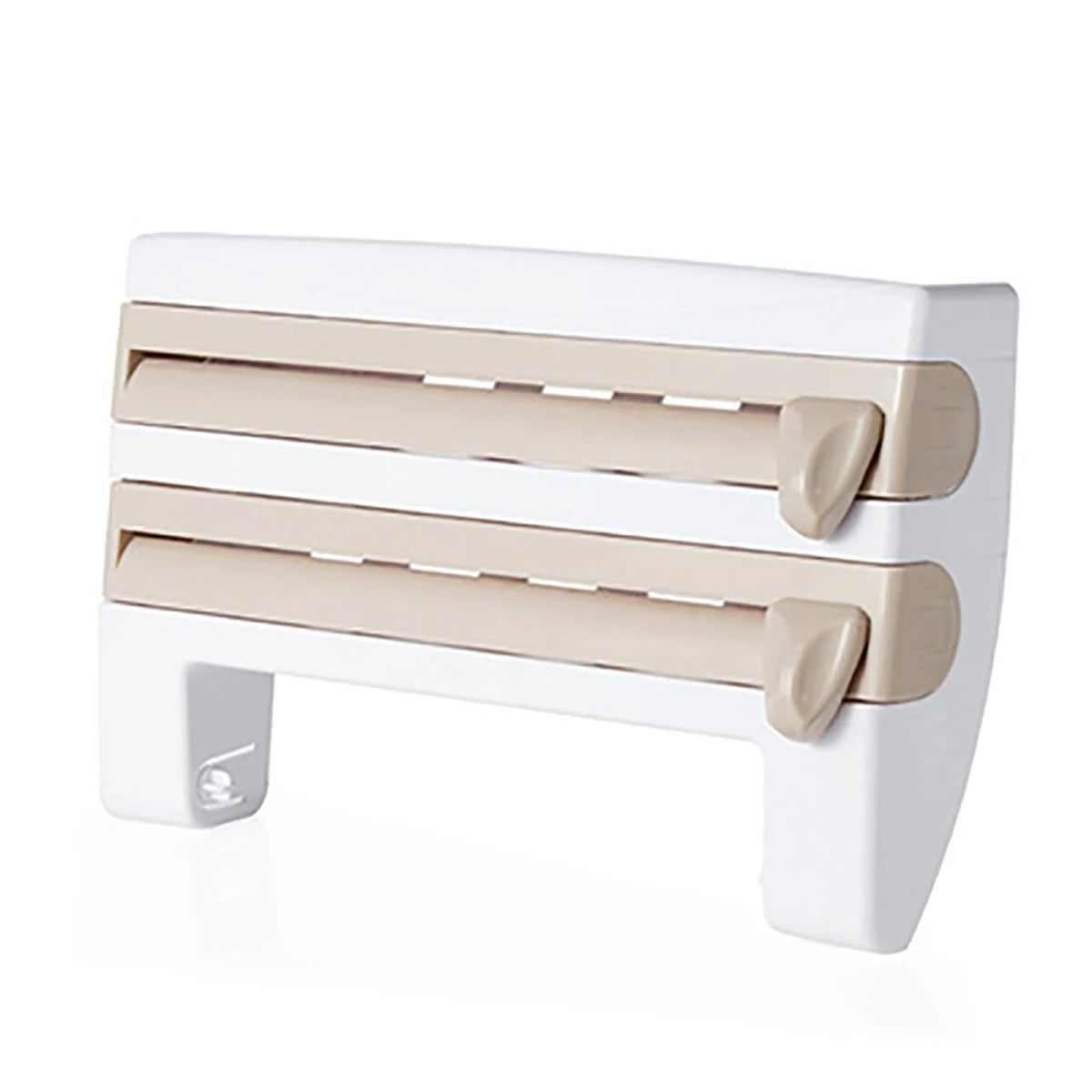 3-in-1 Aluminiumfolie und Film Dispenser – Multifunktionale Küchen Aufbewahrung, ABS Material, Mit Haken und Messer, 39x10x24 cm