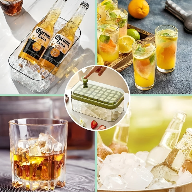 Eiswürfelform mit Druckmechanismus, mühelose Freigabe der Eiswürfel, Aufbewahrungsbox