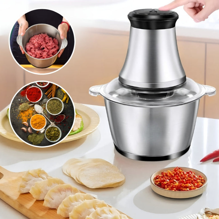 Multifunktionaler Fleischwolf aus Edelstahl, 2L Kapazität, 250W Leistung