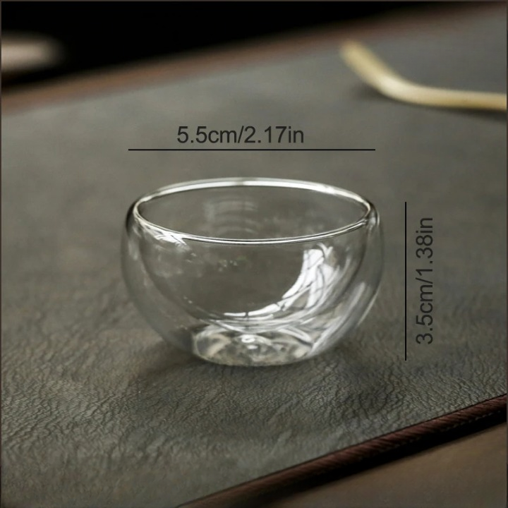 Set aus 2 doppelwandigen Teegläsern – 50ml – Hitzebeständiges Borosilikatglas