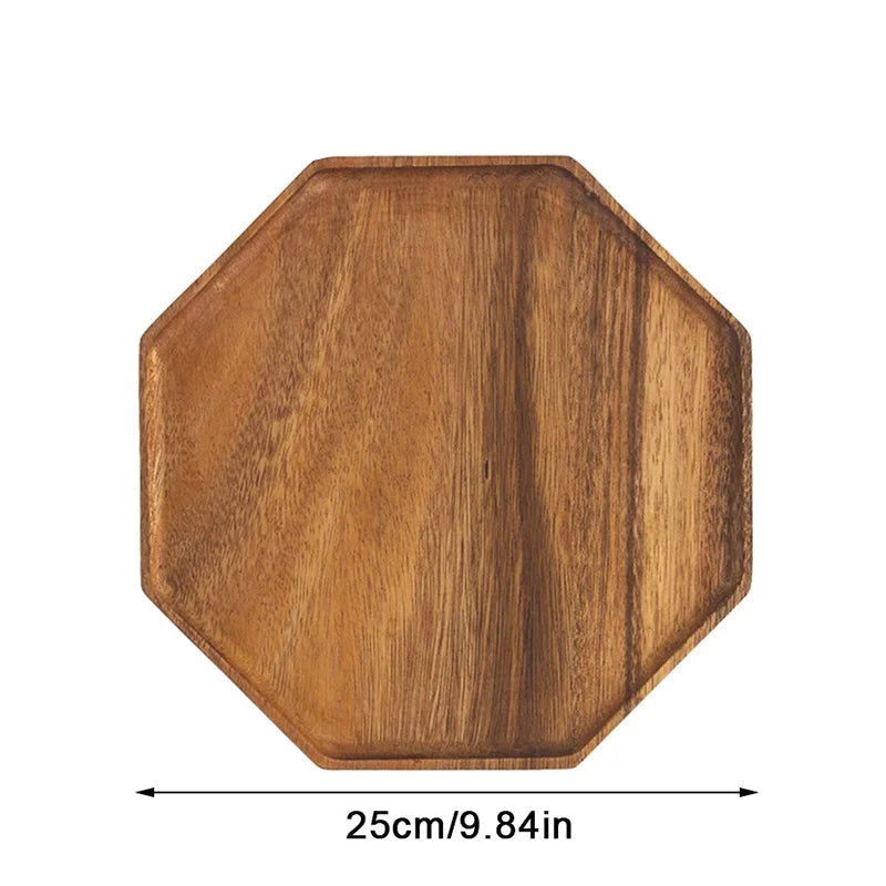 Achteckiges Servierbrett aus Akazienholz – Charcuterie-Platte, Speisetablett, 20/25 cm
