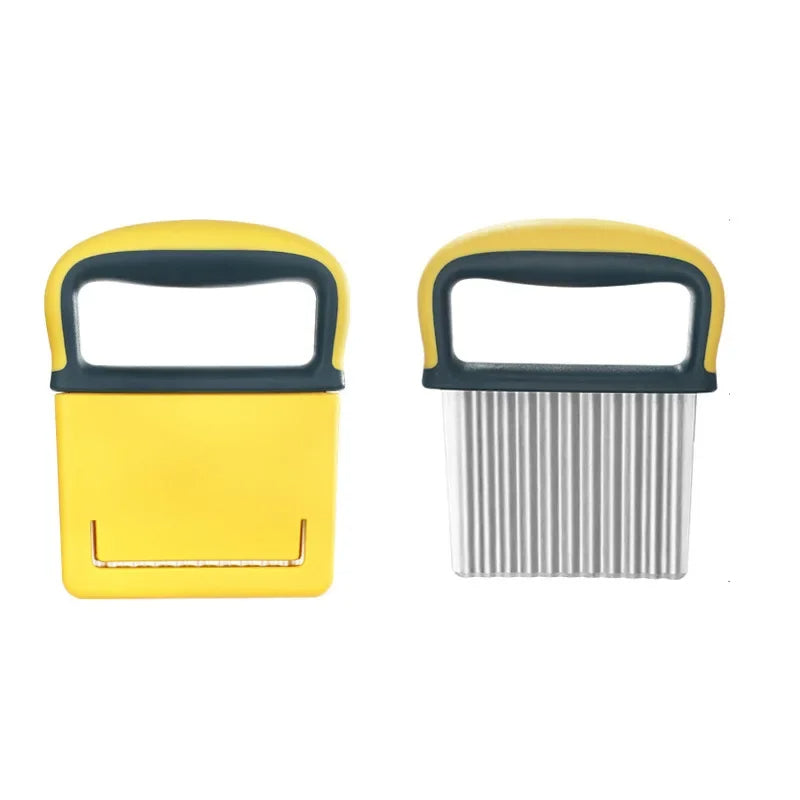 Wellenmesser für Gemüse & Kartoffeln – Edelstahl & ABS – 7 x 11 cm – Gelb