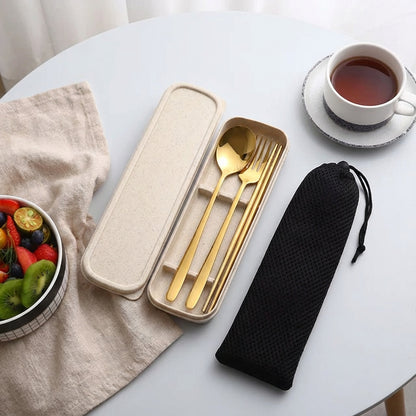 Edelstahl-Besteckset für unterwegs