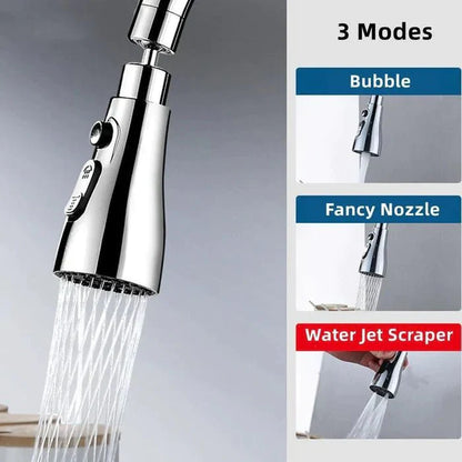 360° Einstellbarer Wasserhahnfilter, Sprühkopf mit 3-Modi, Wassersparender Anti-Spritz-Aufsatz