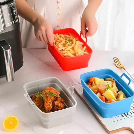 Faltbare Silikon-Backformen für Heißluftfritteusen (2er-Set)