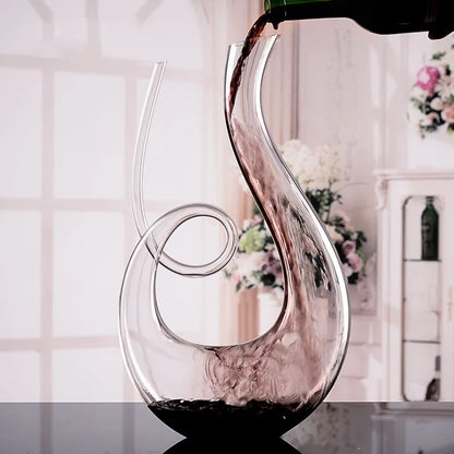Kristall Weindekanter 1500 ml – Hochwertige Zwanenform mit Spiraldesign – Perfekt für Wein & Champagner
