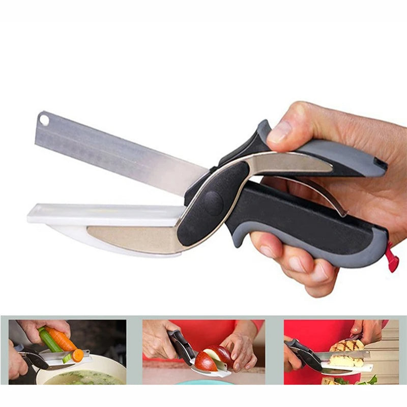 2-in-1 Küchenschere & Messer – Edelstahl Mehrzweckschere für Fleisch, Gemüse & Obst