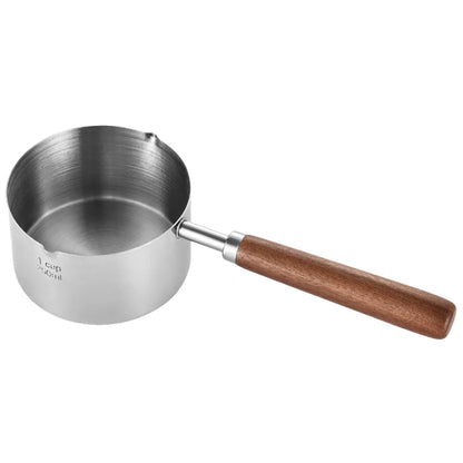 Kleine Edelstahl Stielkasserolle mit Holzgriff – Perfekt für Saucen, Milch und Öl
