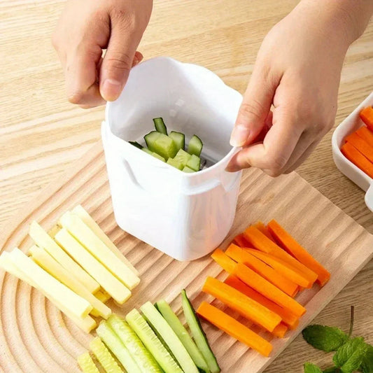 Manueller Pommes-Schneider – Edelstahl Gemüseschneider für Kartoffeln, Obst & Gemüse, Weiß