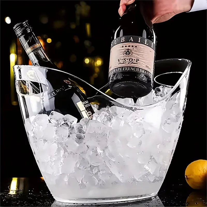 Transparenter Eiswürfelbehälter 3,5L – Acryl Champagnerkühler mit Griff für Wein, Bier & Getränke