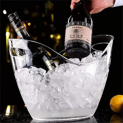 Transparenter Eiswürfelbehälter 3,5L – Acryl Champagnerkühler mit Griff für Wein, Bier & Getränke